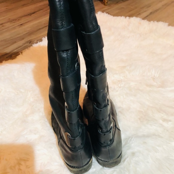 Arturo Chiang Distressed Riding Boots, Black with buckle detail, Size 6.5 - Picture 5 of 7